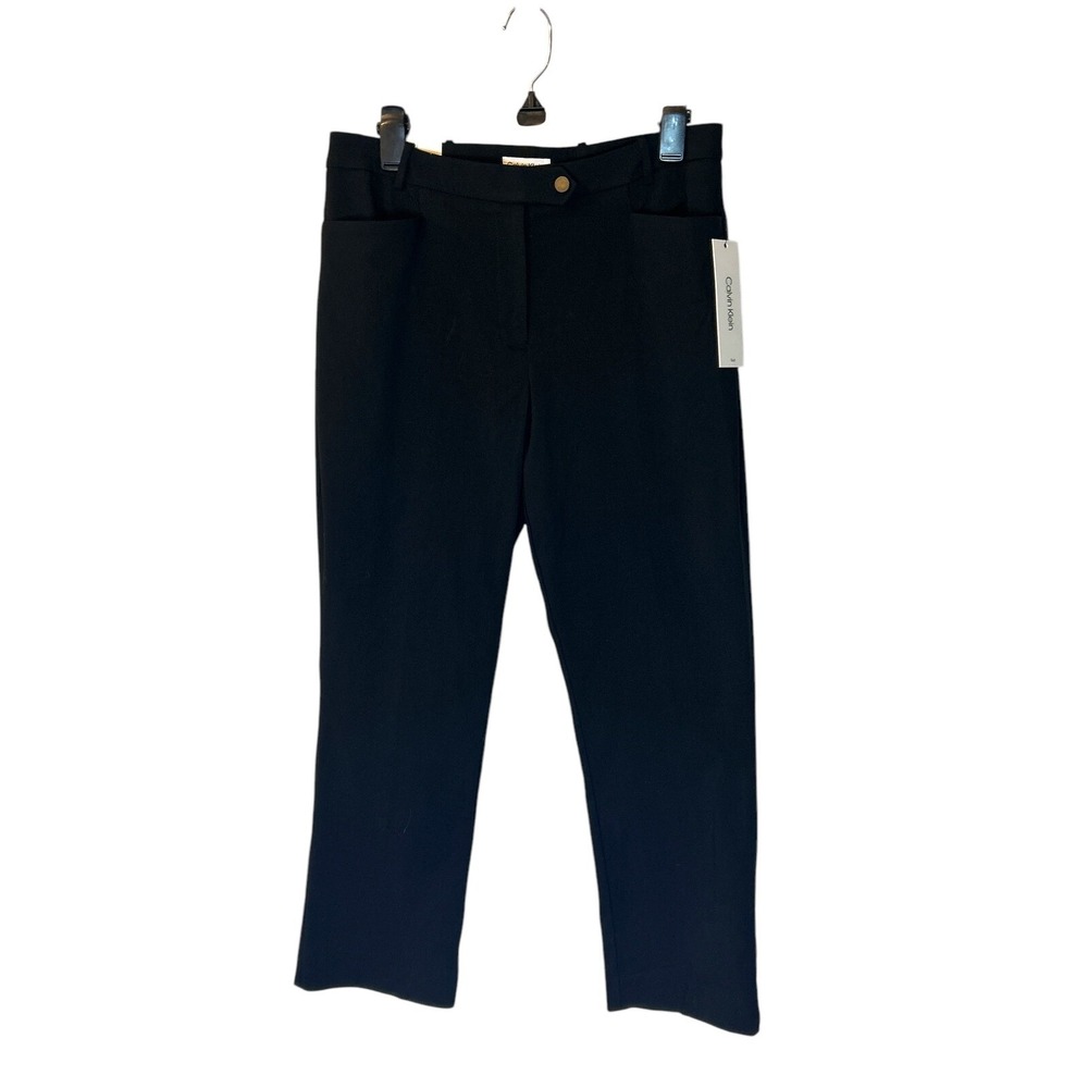 Calvin Klein Cropped Pants‎ Tapered Leg Fitted Black Size 8